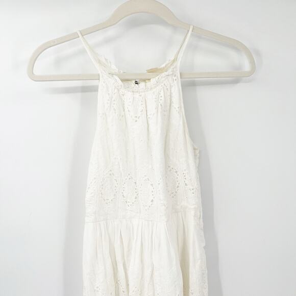 Anthropologie Maeve Womens Boho Beachy Tiered Eyelet Midi Dress Size‎ 0 White - Picture 3 of 10